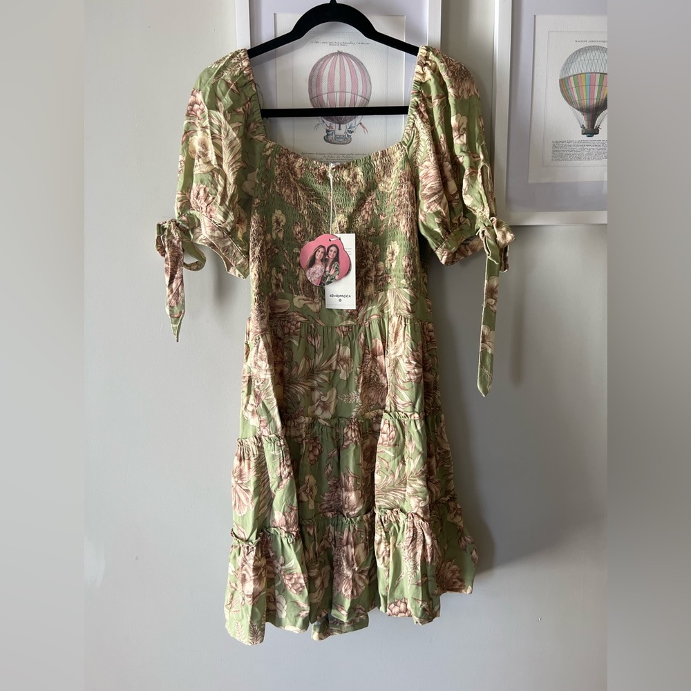 Aqua Bendita x Target - Puff Sleeve Mini Dress Olive Medium NWT